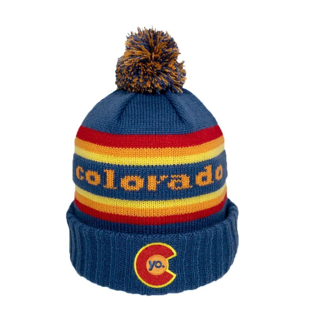 2634 Retro Flyer Colorado Pom Beanie - Mountain Winter Hats or , Custom